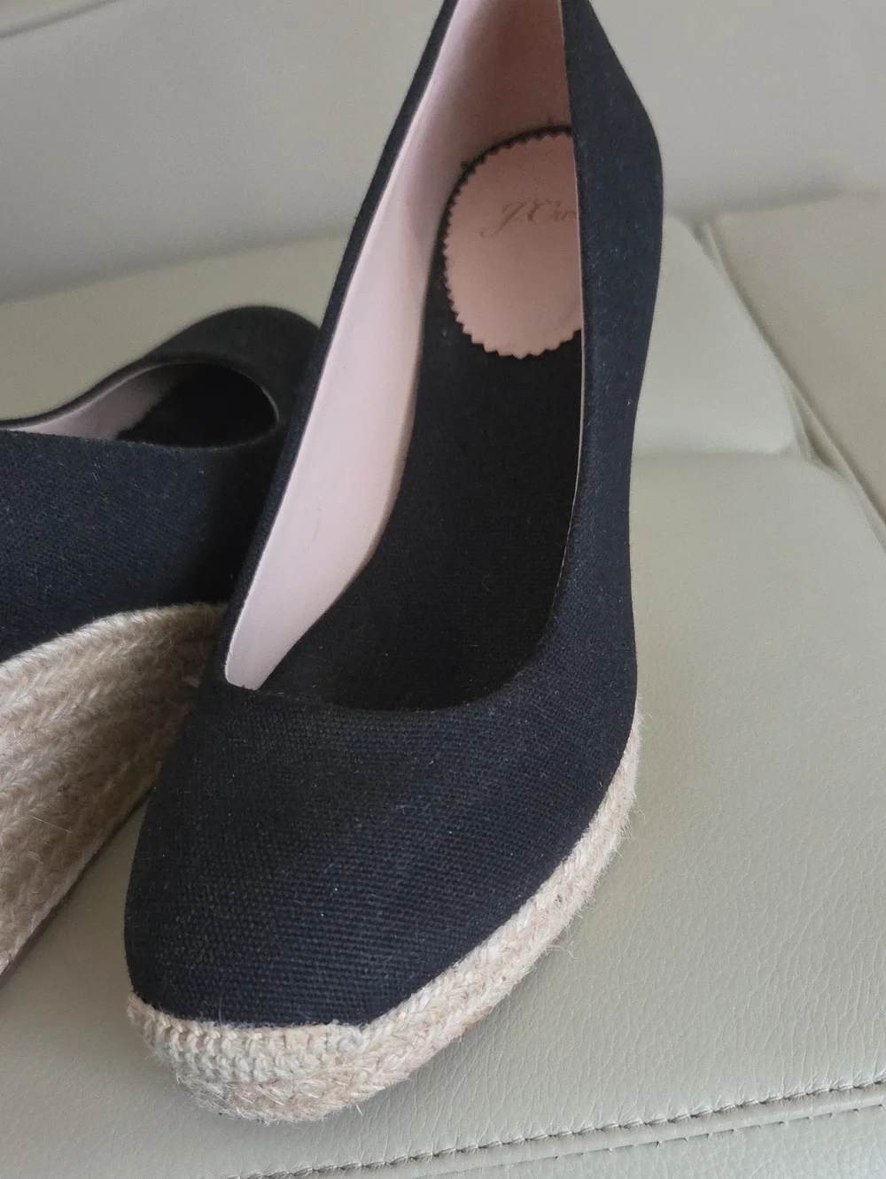 J. Crew Black Canvas Espadrille Wedge Pumps Size 9.5
